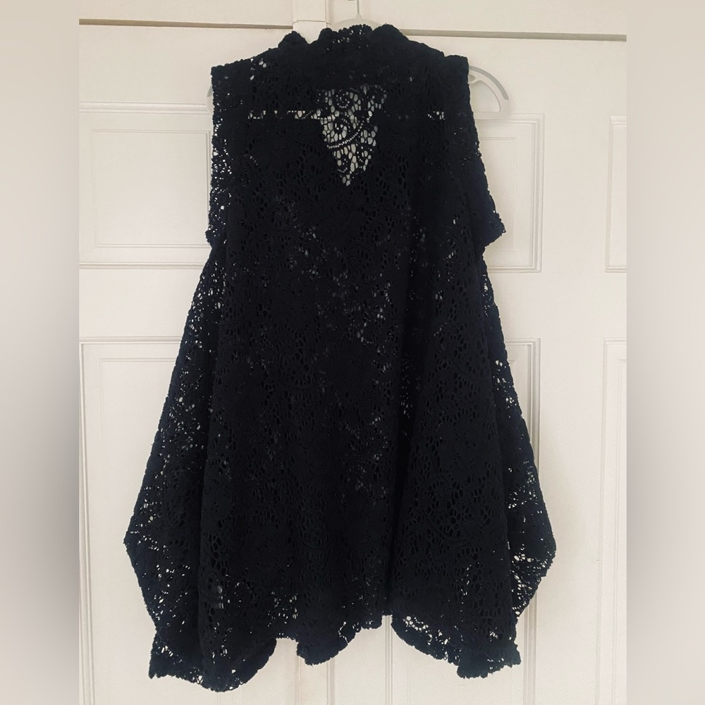 Black Crochet Knit Mini Dress - Picture 2 of 8